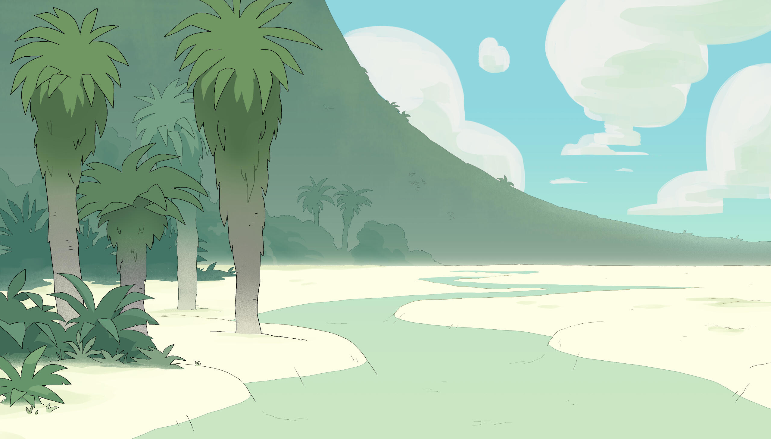 Beach background, done in Clip Studio