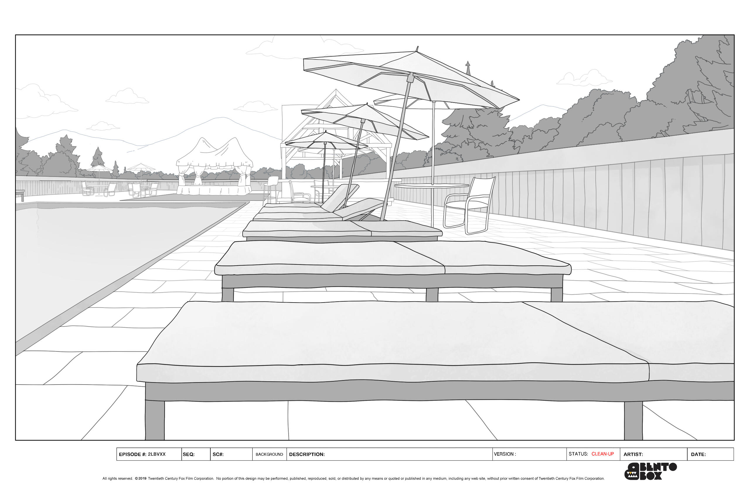 Central Park background design test for Bento Box, done in Photoshop