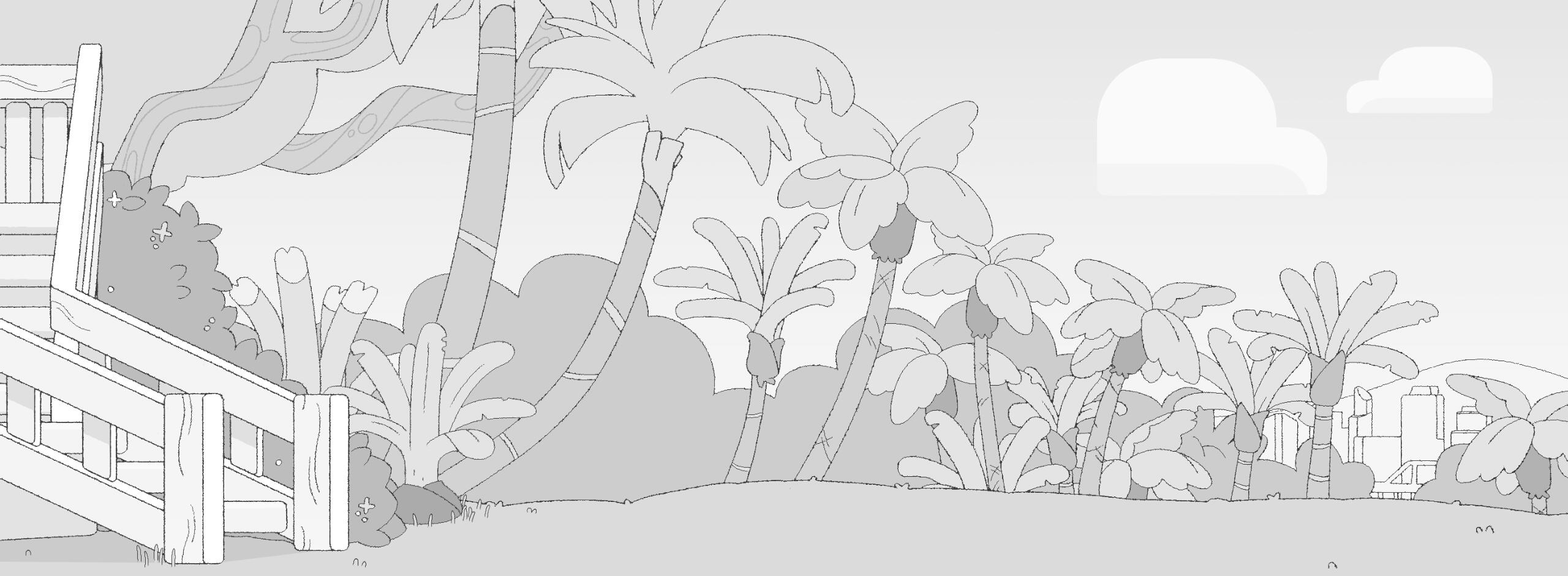 Backyard View background design, done in Clip Studio