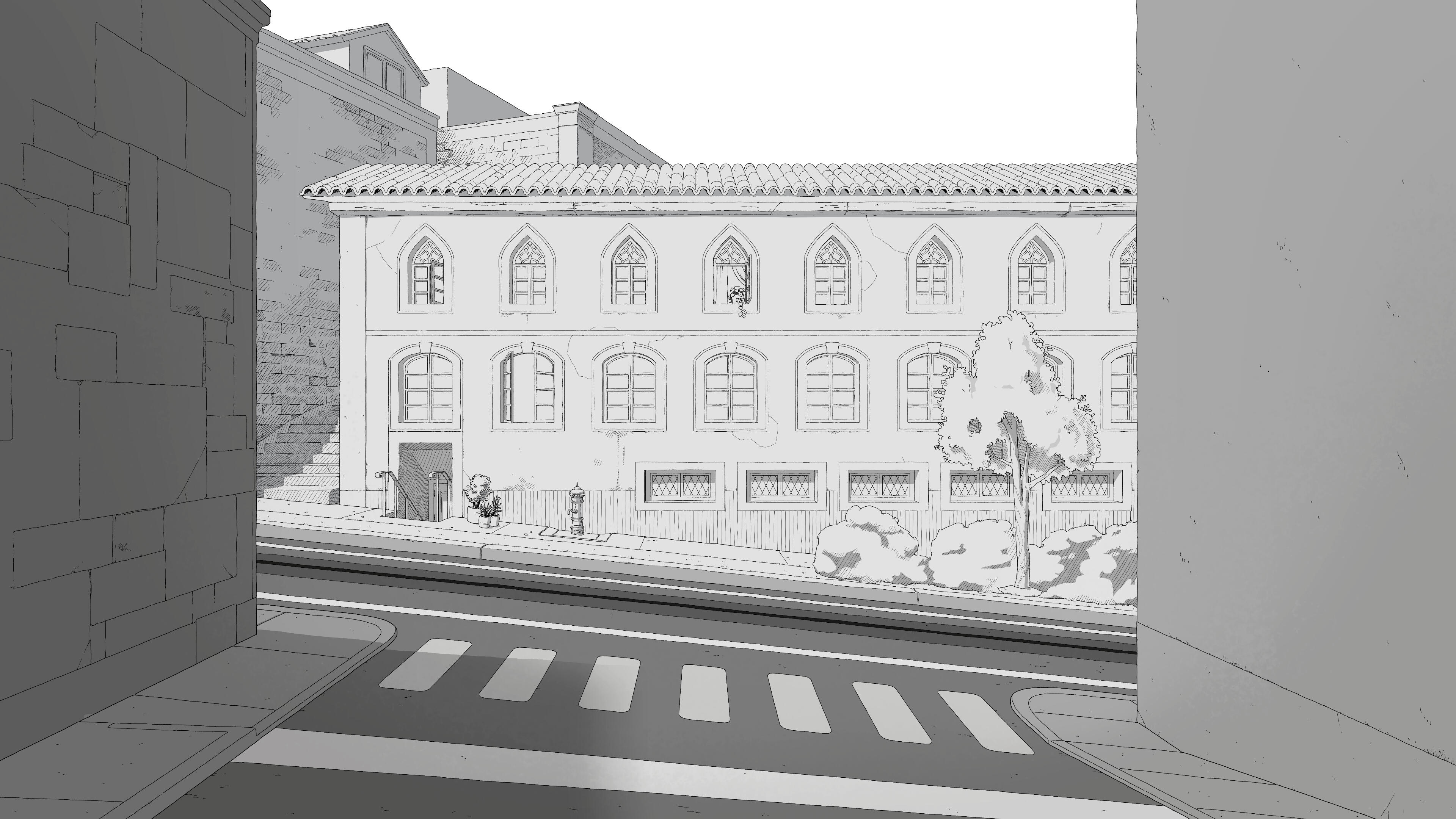 Crosswalk background design, done in Clip Studio