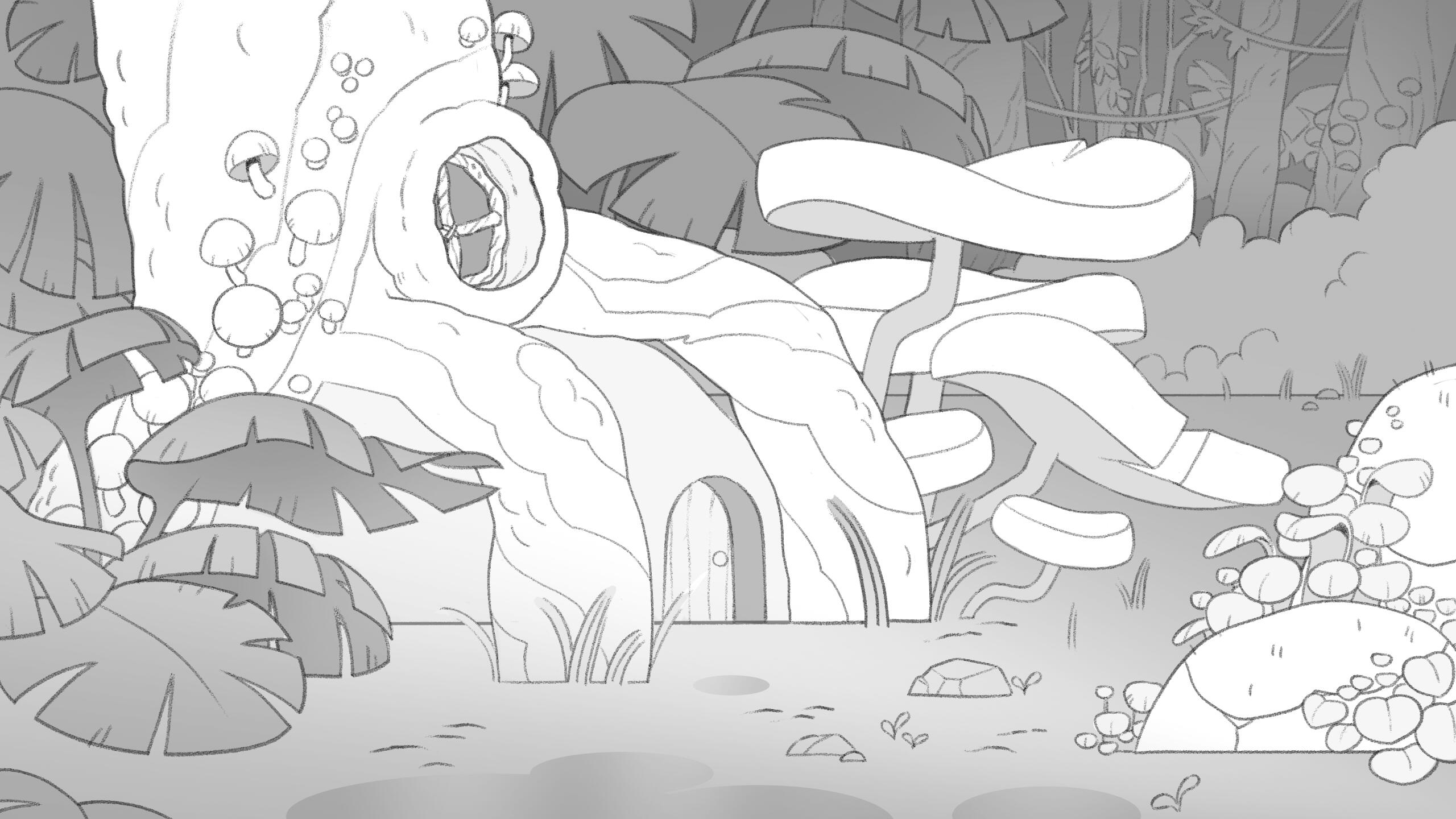 Forest Home background design, done in Clip Studio