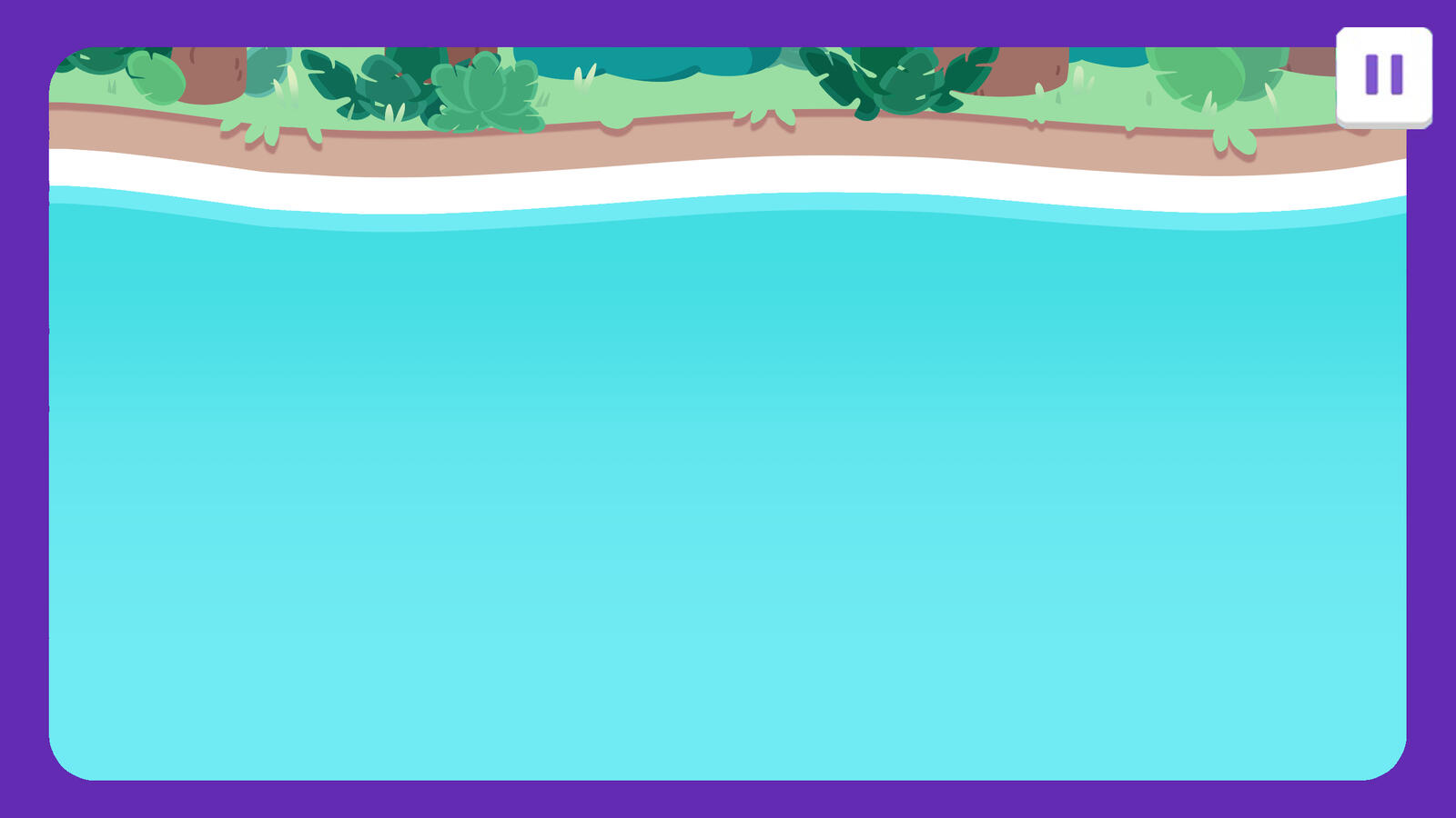 A scrollable background, so that the image may fit together seamlessly as the player hops across the river. Made in Photoshop and Illustrator.